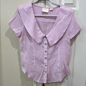 Maeve by Anthropologie Women's Pink Button-Up Top